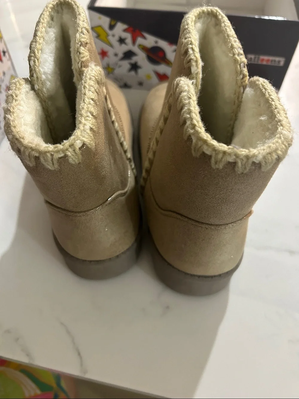Kids Cozy Faux-Suede Winter Boots in Tan